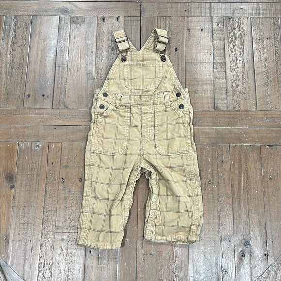 Janie and jack caramel plaid corduroy overalls - Picture 1 of 7